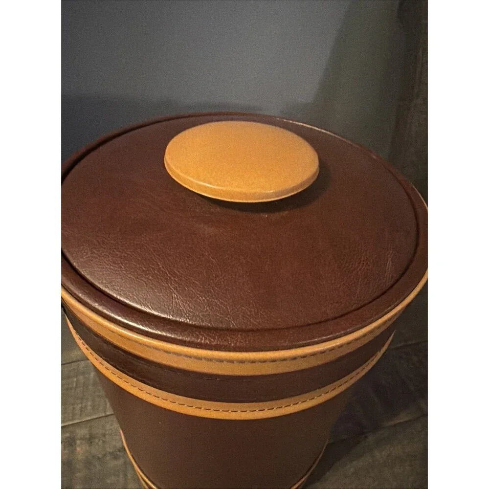 George Briard ︱Ice Bucket︱NEW︱MCM︱Vintage︱w/ Tags︱Brown Leather︱USA